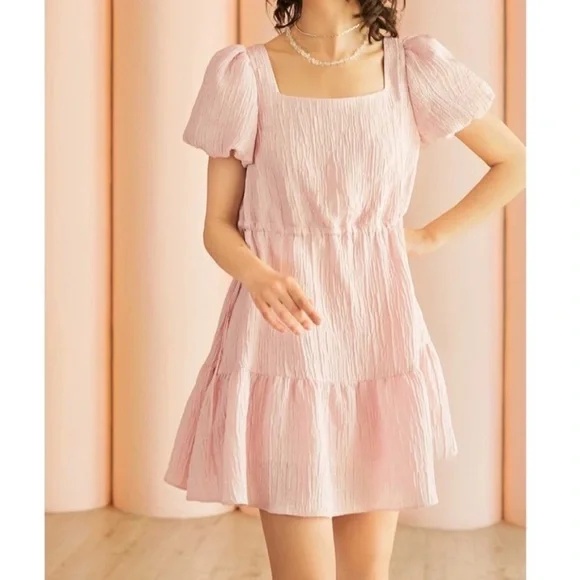 j ing pink dress Pink off the shoulder garden dress